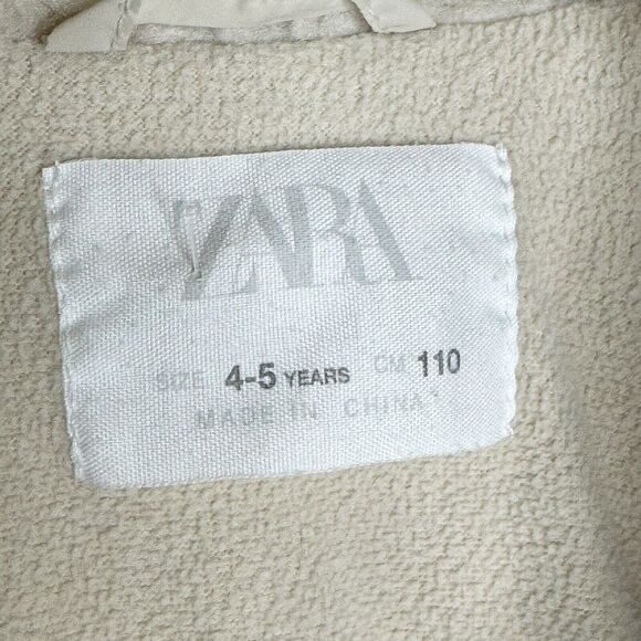 Zara Kids Sherpa Full Zip Jacket Coat Size 4-5 Years XS Cream Pocket Youth Boys - Picture 4 of 5